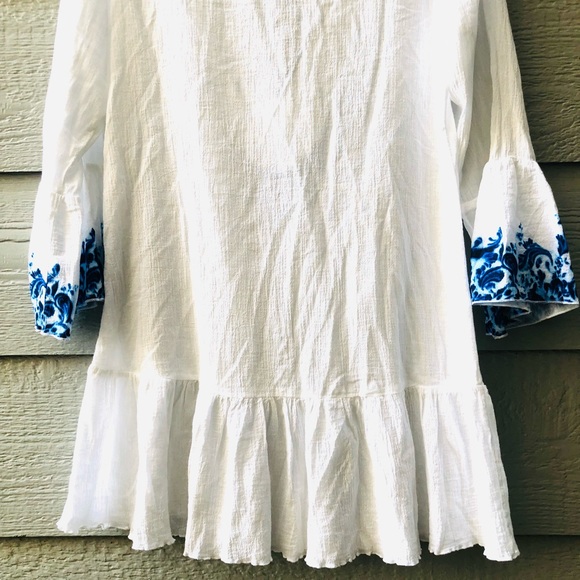 Ralph Lauren Blue Label boho long sleeved white and blue top size Small - Picture 12 of 14